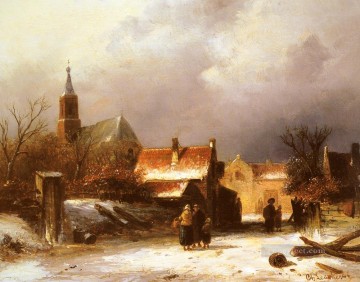 雪景色の人物たち チャールズ・ライカート Oil Paintings